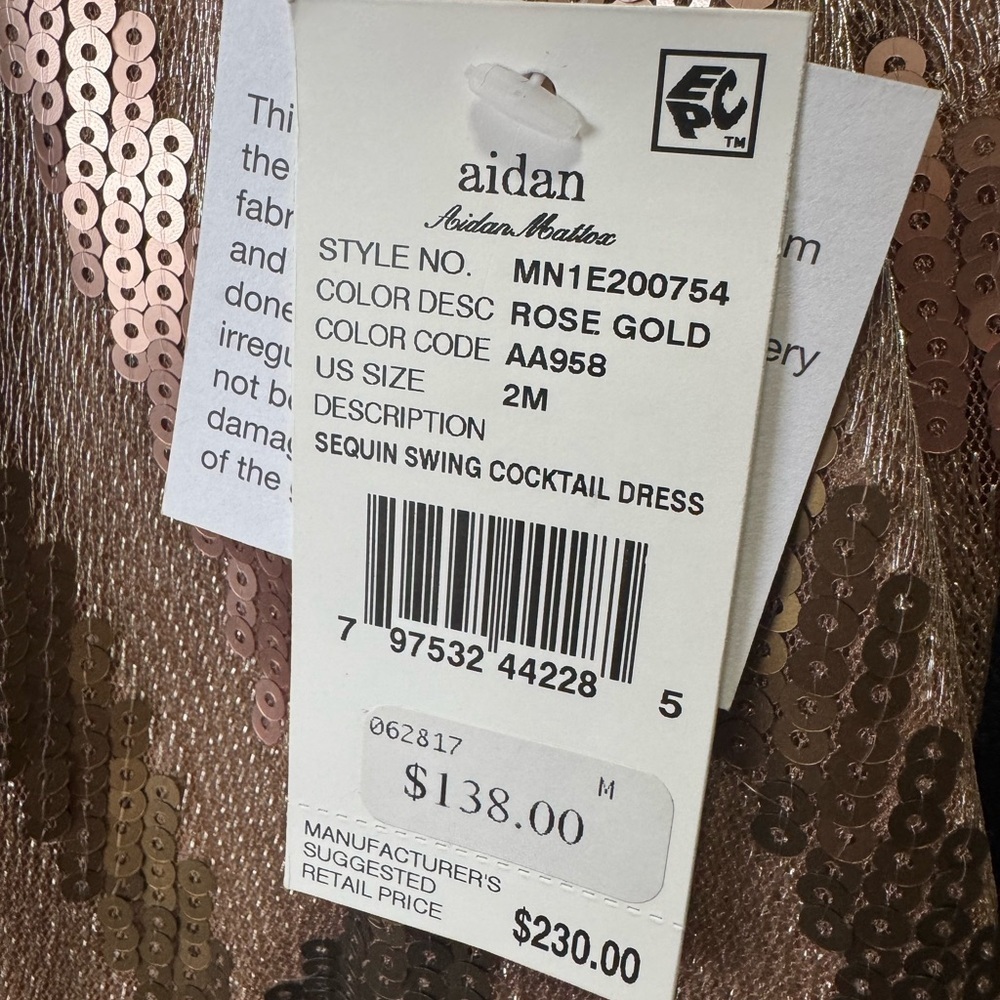 AIDEN MATTOX Rose Gold Chevron Sequin Shift Dress | Cruise Cocktail Glam Party - Picture 9 of 13
